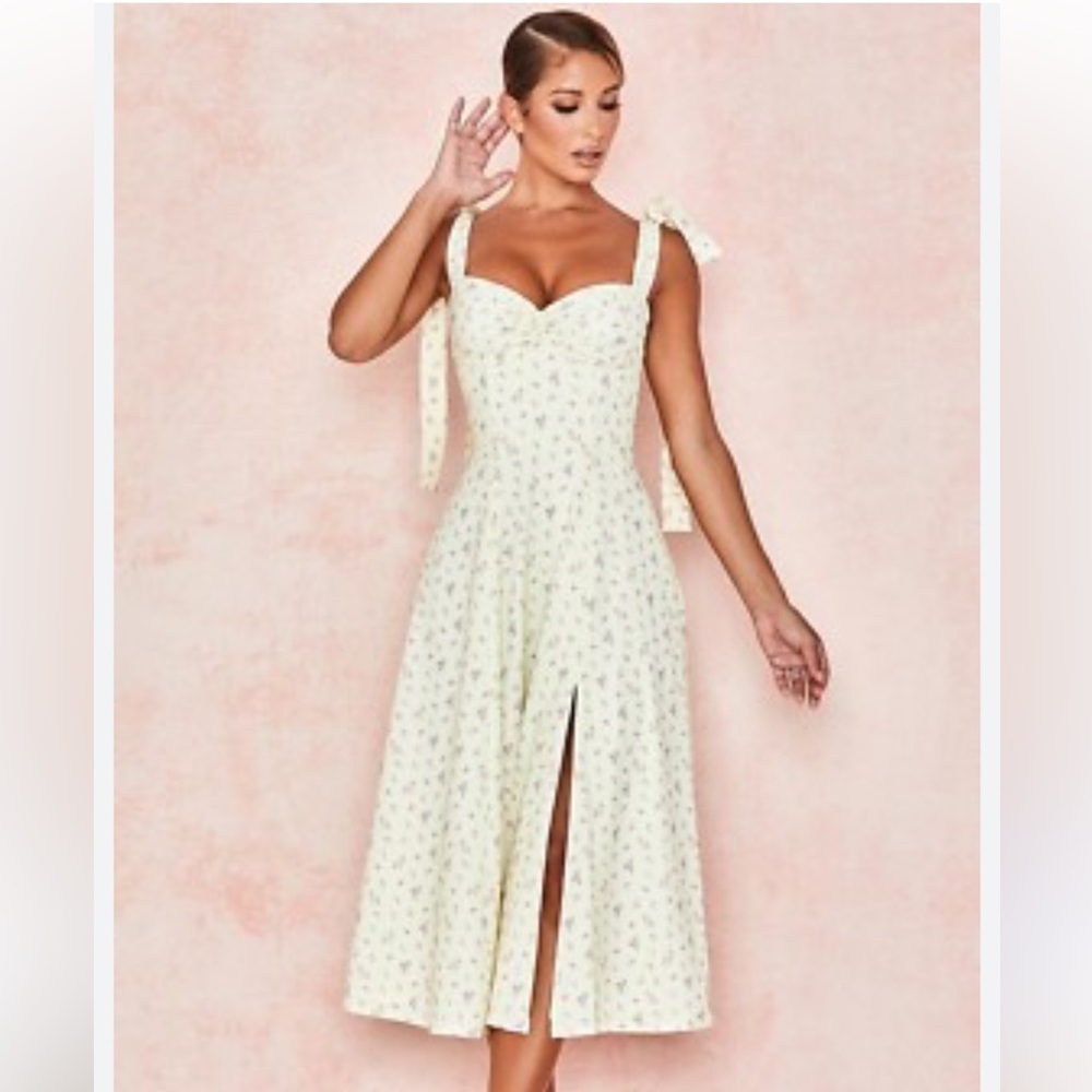 House of CB Cream Floral Midi Dress